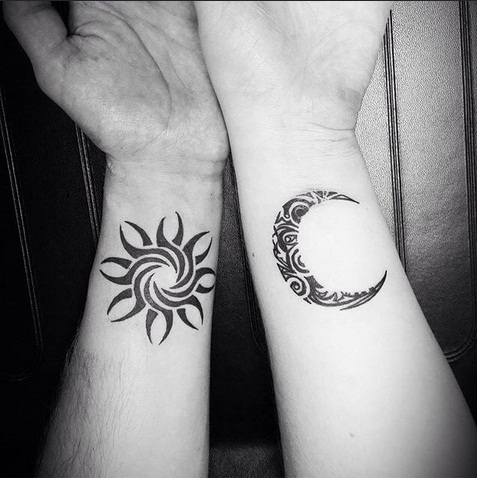  the sun and moon Cute Couple Tattoos 