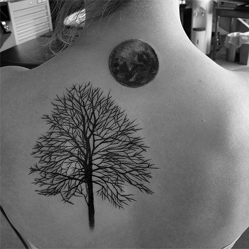  Dried Tree with Moon Tattoos 