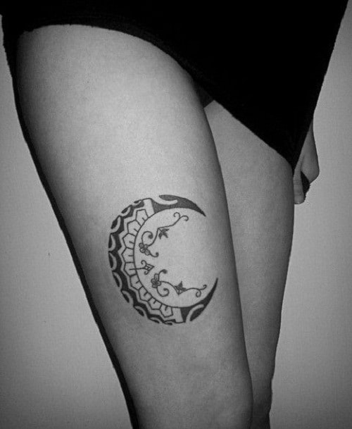  Leg Crescent Moon Tattoos 
