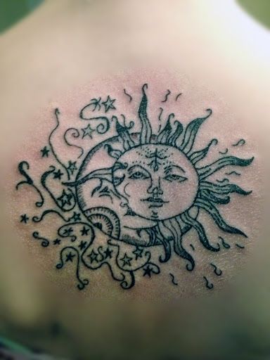 Stars and Moon Tattoos sun