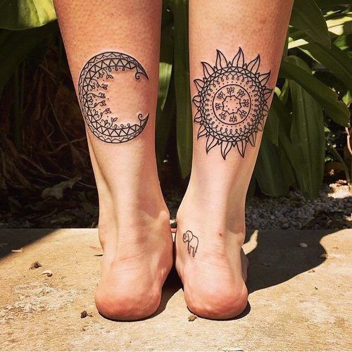 Design Tribal Sun and Moon Tattoos