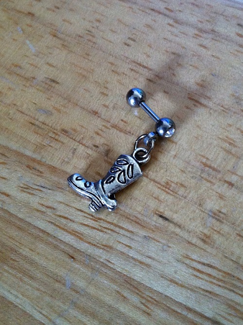 Cowgirl Boot Barbell Helix Piercing Jewelry