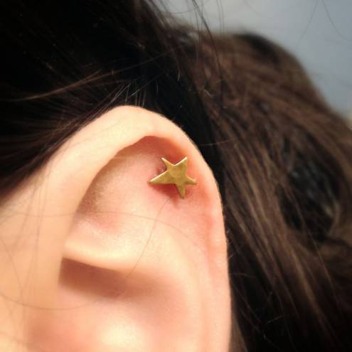 Stars and Sparks Brass and Surgical Steel Stud Earring. Perfect for Helix and Cartilage Piercings.