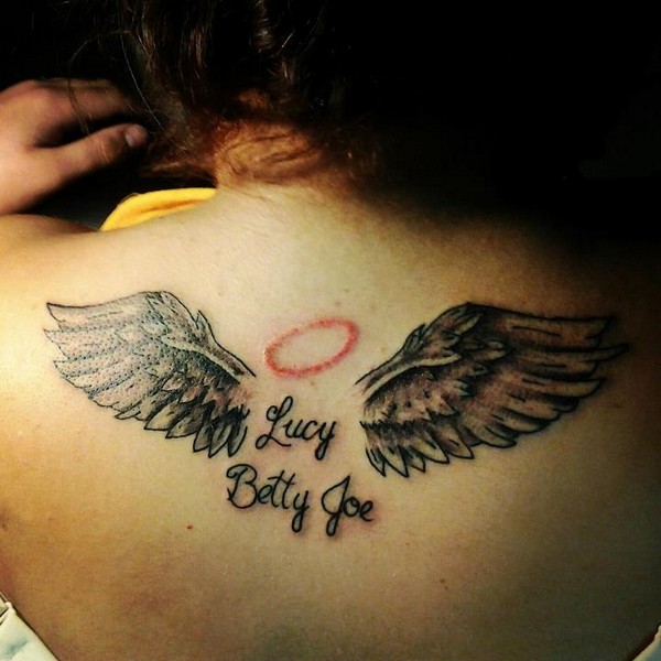 Angel wing tattoo for her grandpa, Angel 🤍🕊✨ 🤍 🤍 🤍 #tattoo #tattoos  #blackandgrey #blackandgreytattoo #blackandgreyrealism #realismtattoo… |  Instagram