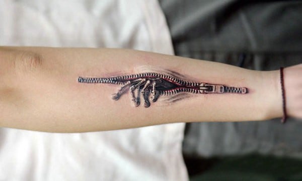 3D Zipper Tattoo