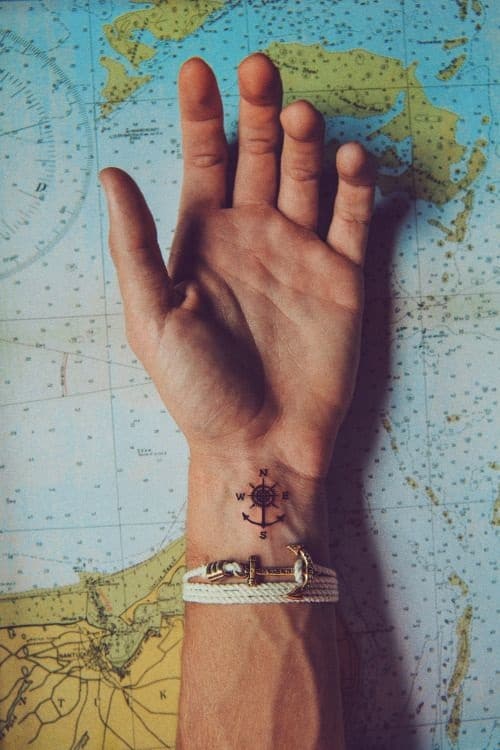 Anchor at the Bottom of Compass Tattoo