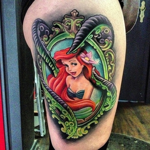 Tattoos by Chelsea Speirs - Custom Arabic mermaid for @sousou___ !  #mermaidtattoo #thightattoo #arabicmermaid #mediterraneantattoo  #delicatetattoo #blacktattoo #daintytattoo #womenwhotattoo #simpletattoo  #zodiactattoo #mermaidtattoos #watertattoo ...