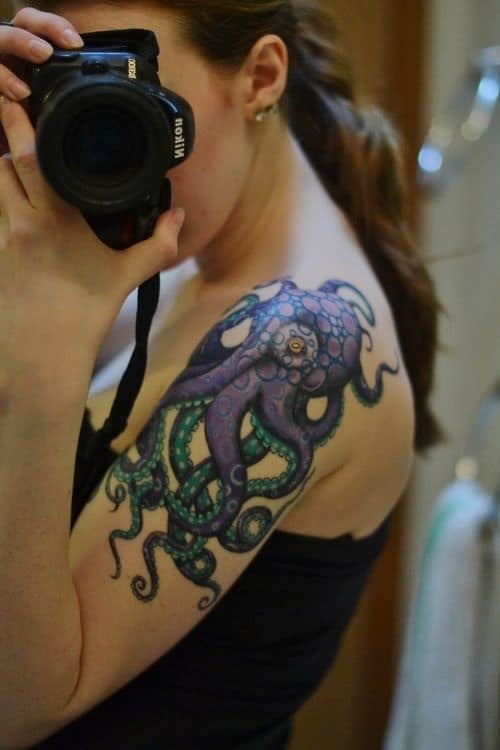 With octopus tattoo girl 