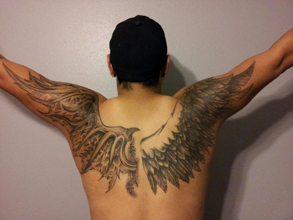 Gothic Angel Wings Tattoo Tee- Black – Demi Loon