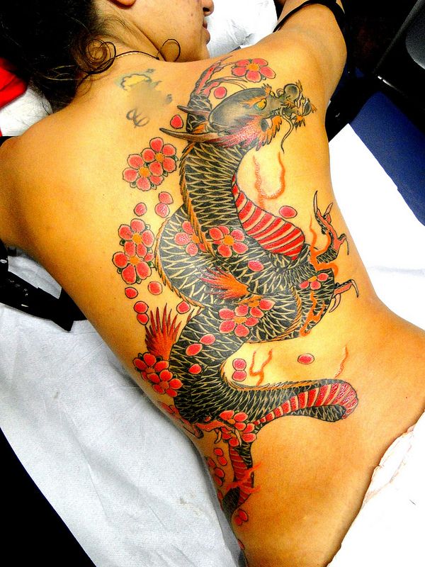 Full Back Tattoo Fish Dragon Designs Large Big Temporary Tattoos Women Men  Body | eBay