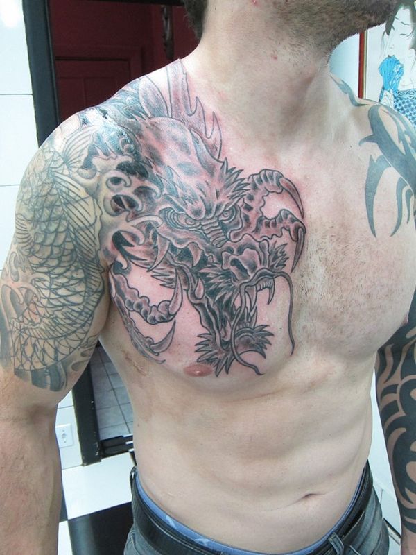 Cover tribal up tattoo dragon 50 Cover