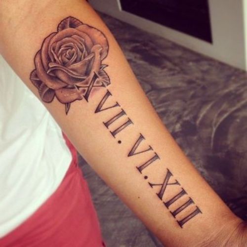 Roman Numeral Tattoo With Rose