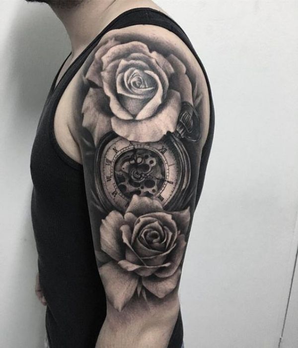 Black And Grey Flower Tattoos