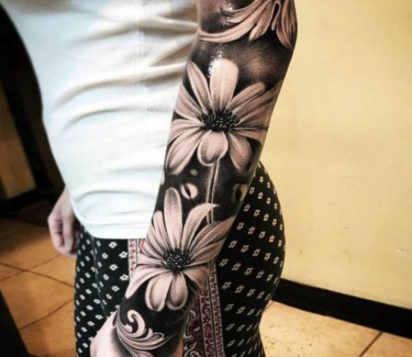 Black And White Flower Tattoos