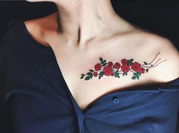 Collar Bone Flower Tattoos