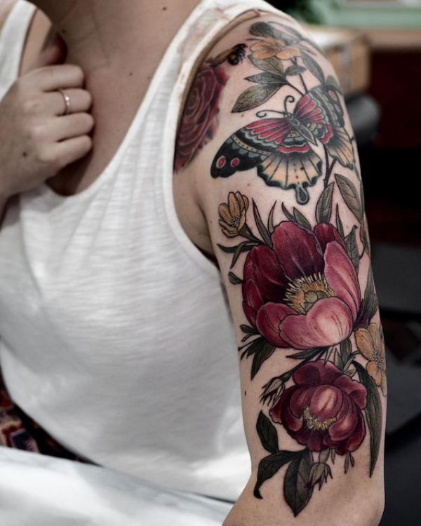 Coloured Flower Tattoos