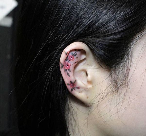 Ear Flower Tattoos