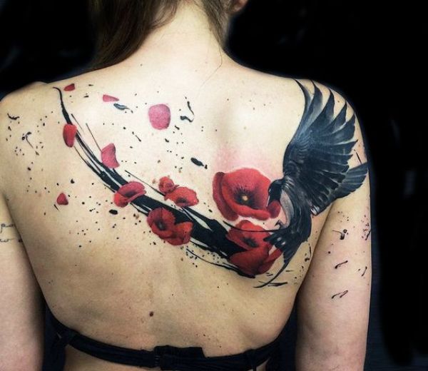 Flower And Bird Tattoos