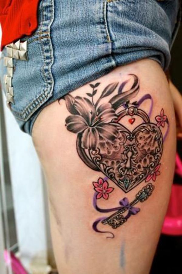 Heart And Flower Tattoos