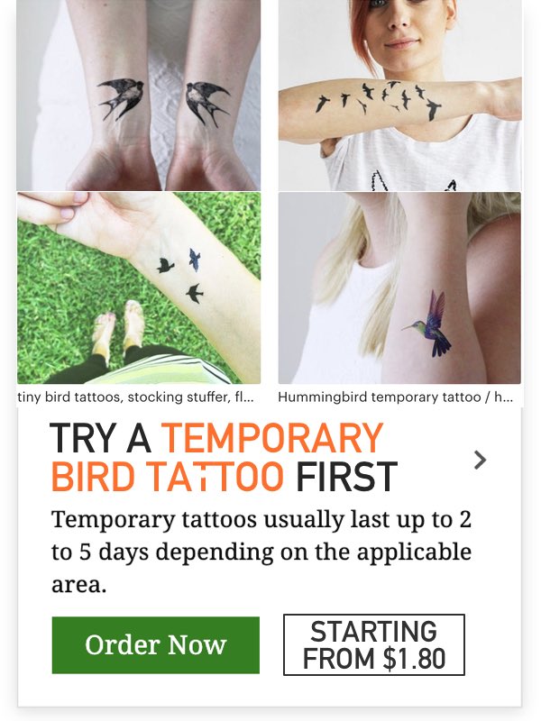 temporary bird tattoos